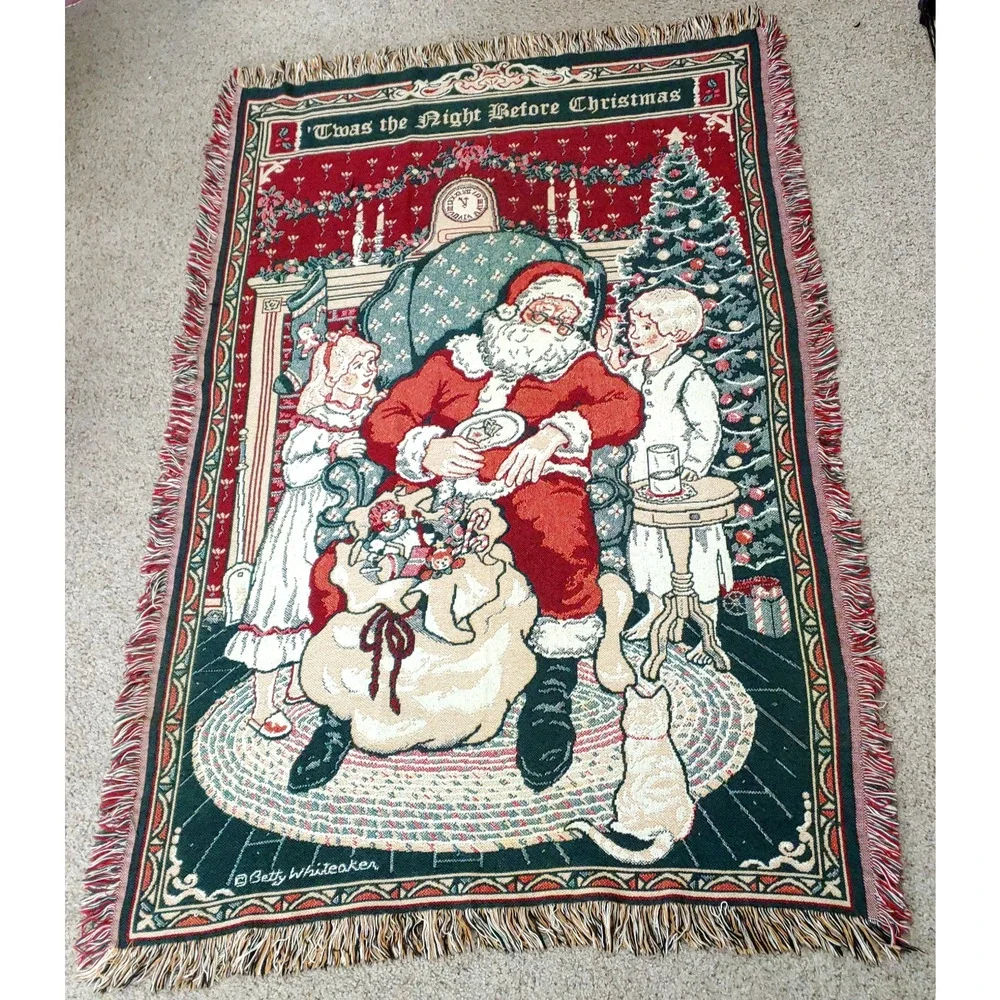 Holiday Tapestry Throw Blanket-Wall‎ Hanging-Night Before Christmas-Whiteaker